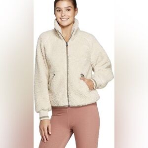 JoyLab Cream Sherpa Zip Jacket